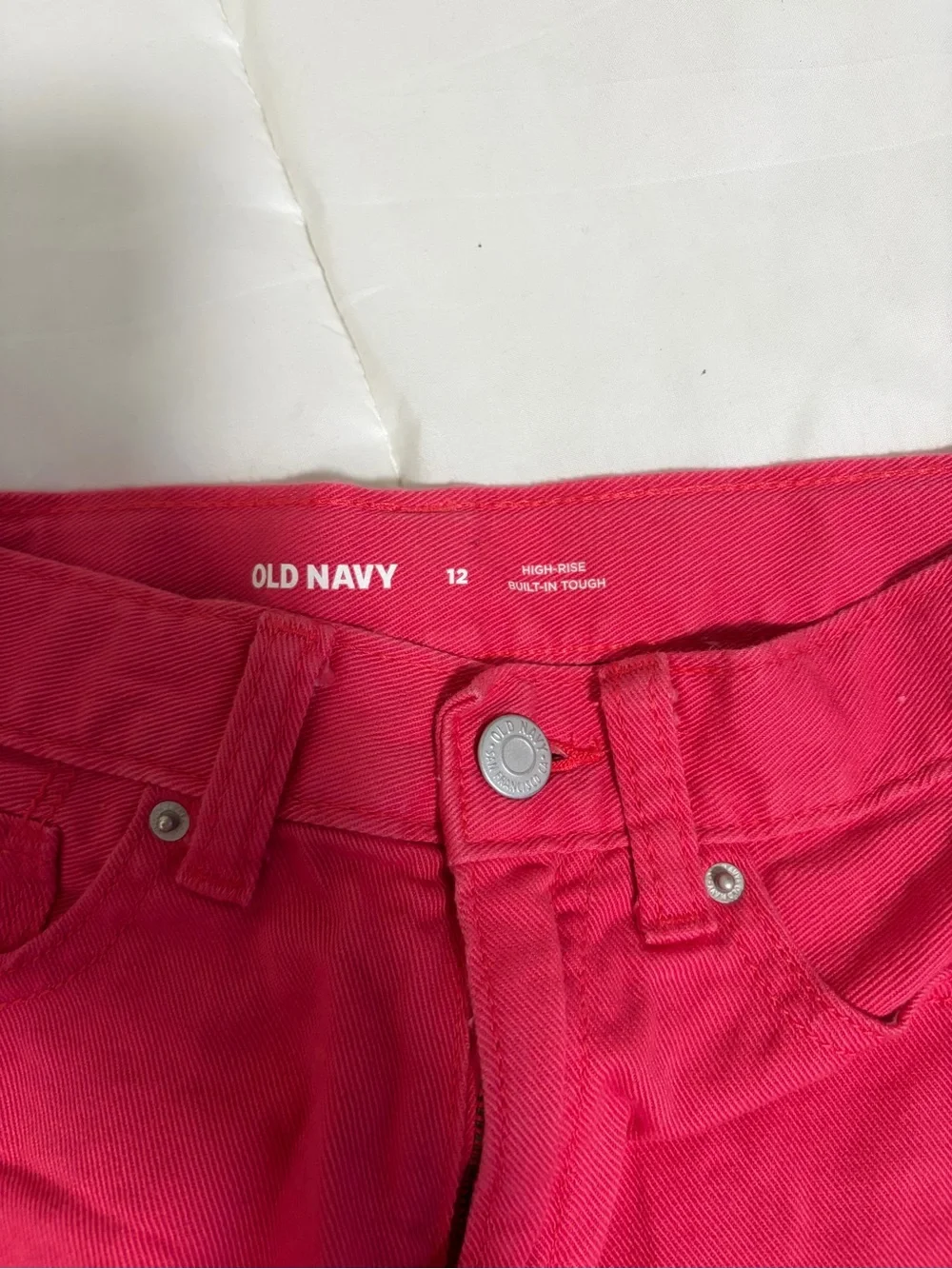 Old Navy Built-In Tough Hot Pink Denim Cutoff Shorts Kids Size 12 High-Rise